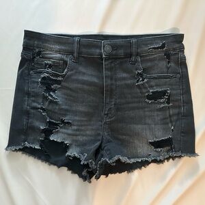 American Eagle Outfitters Black Distressed Jean Shorts